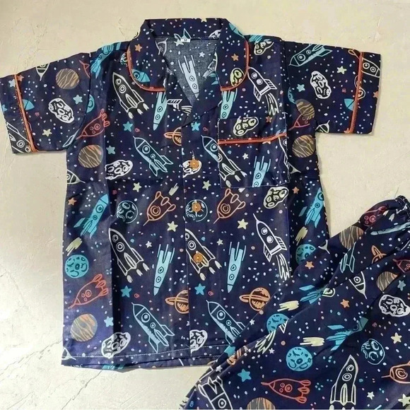 Kids space rocket pajamas unisex NEW without tags - Picture 2 of 9